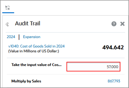 Audit trail con COS evidenziato